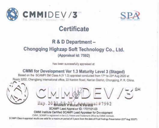 CMMI3國際認(rèn)證證書